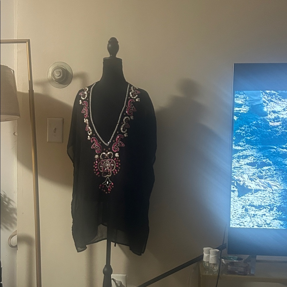 Embellished Black Swim Coverup Tunic